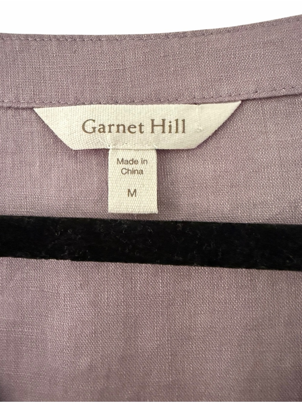Garnet Hill Lavender V-Neck Short-Sleeve Linen Button Front Top - Picture 7 of 10
